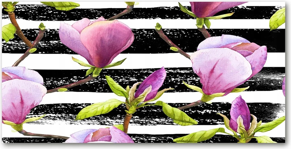 Fotó kép edzett üveg Magnólia csíkok 140x70