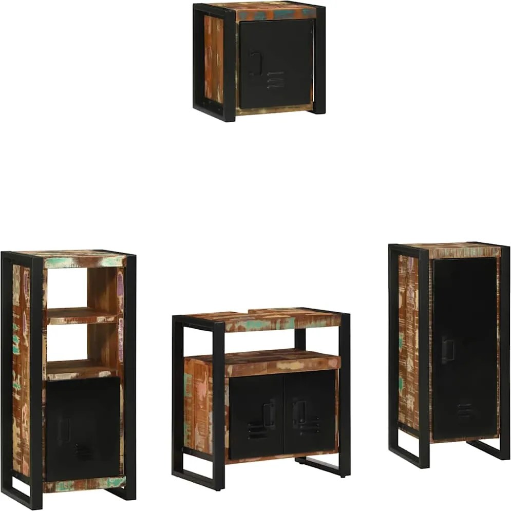 vidaXL Fürdőszoba bútor szett 4 pcs Szilárd Újrahasznosított Fa