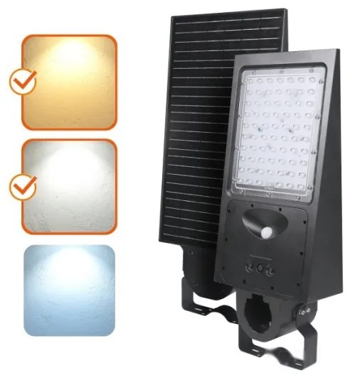 LED napelemes utcai lámpa érzékelővel STREET LED/30W/9,6V 3000/4000K 6000 mAh IP65