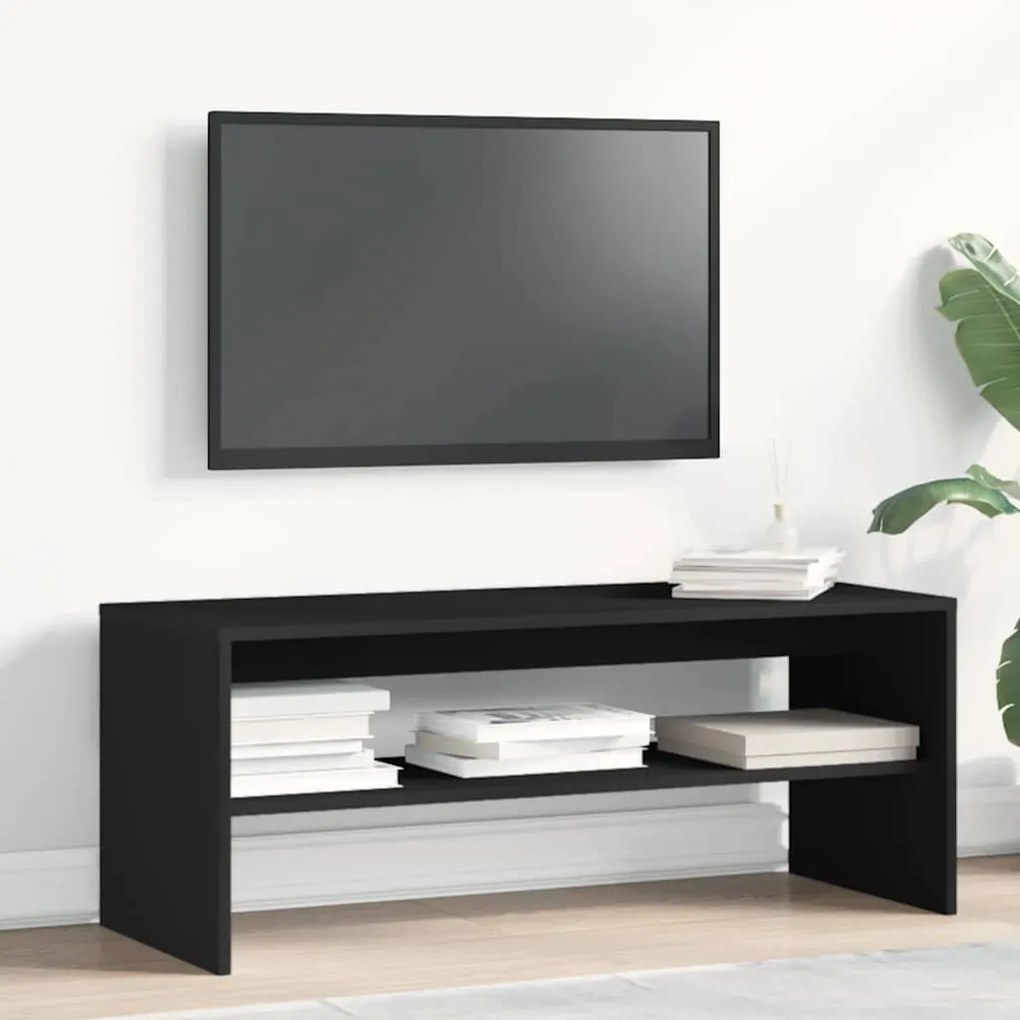 fekete forgácslap TV-szekrény 100 x 40 x 40 cm
