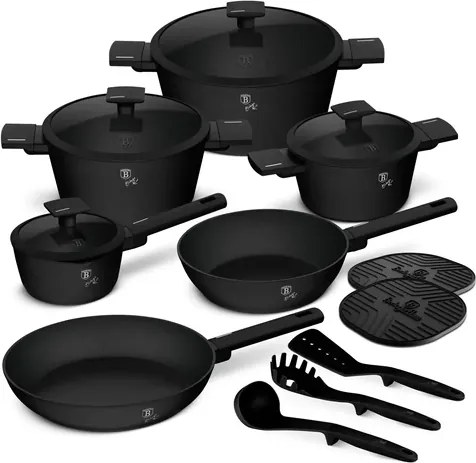 BerlingerHaus 15 részes edénykészlet Matte Black Collection (BH/8198NN)