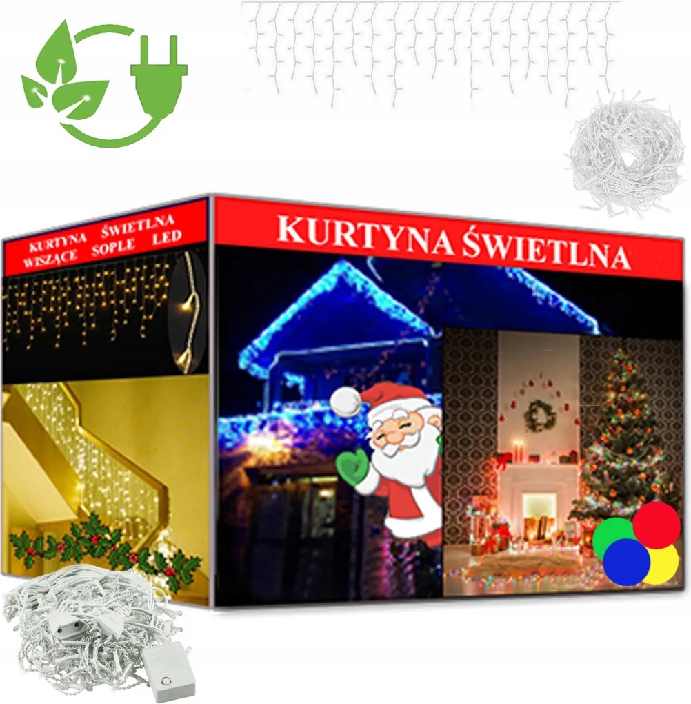 Jégcsap Fényfüggöny 100 Led Lámpák Többszínű Karácsonyi Díszek