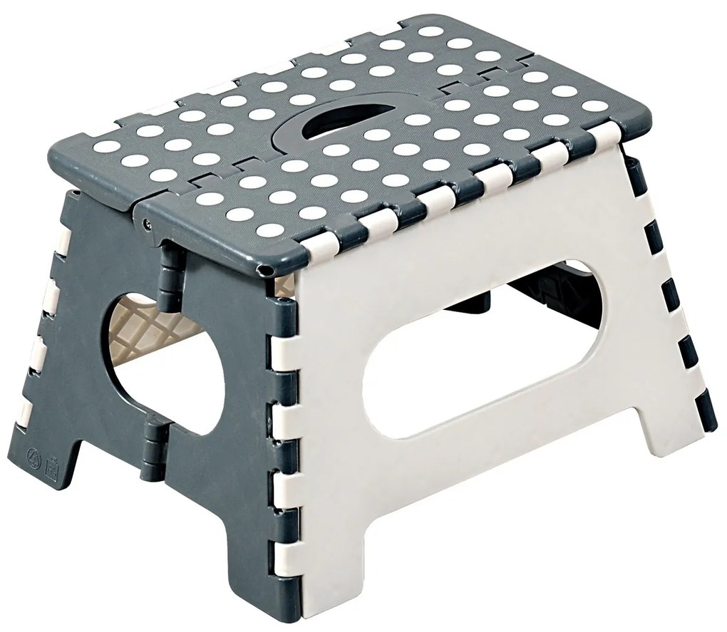 Kesper 70533 Összecsukható zsámoly, fehér/szürke,35 x 22 x 27 cm