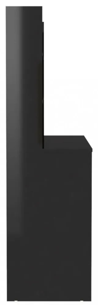 fényes fekete LED-es MDF sminkasztal 100 x 40 x 135 cm