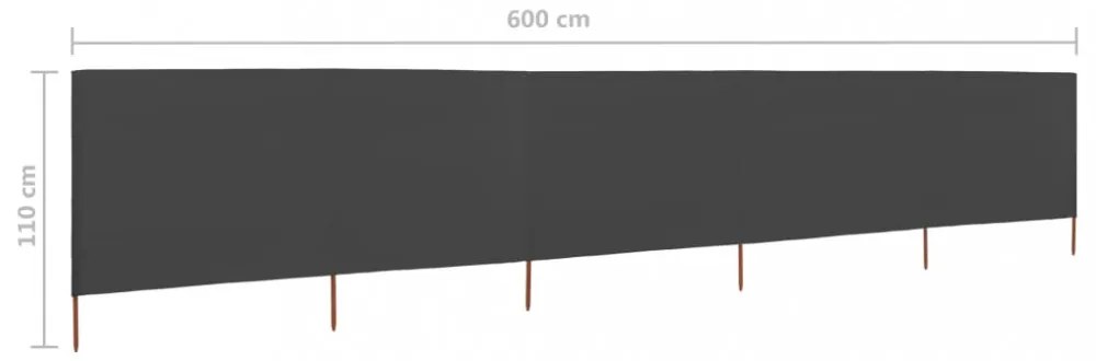 antracitszürke szövet 5-paneles szélfogó 600 x 80 cm