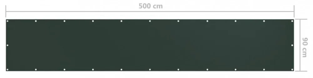 sötétzöld oxford-szövet erkélyparaván 90 x 500 cm