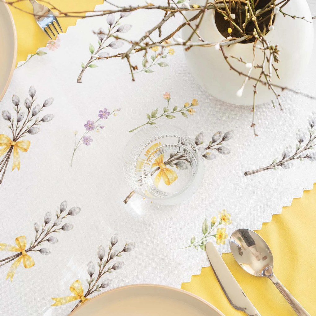 Goldea tavaszi teflonbevonatú asztali futó - barka mintás 35x180 cm