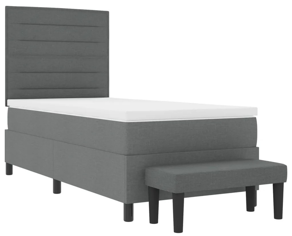 Box Spring Ágy Matraccal és Pad Szürke 90x190 cm Szövet