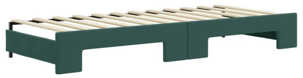 sötétzöld kihúzható bársony heverő 80 x 200 cm