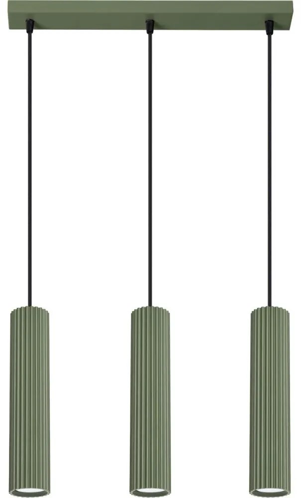 Sollux SL.1613 - Csillár zsinóron KARBON 3xGU10/10W/230V zöld SL.1613