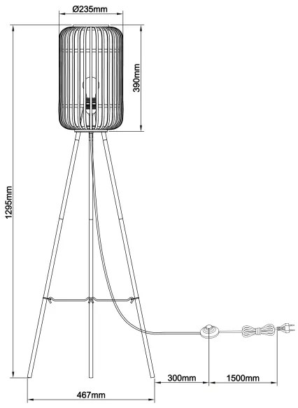 Brilliant - Állólámpa WOODROW 1xE27/60W/230V bambusz