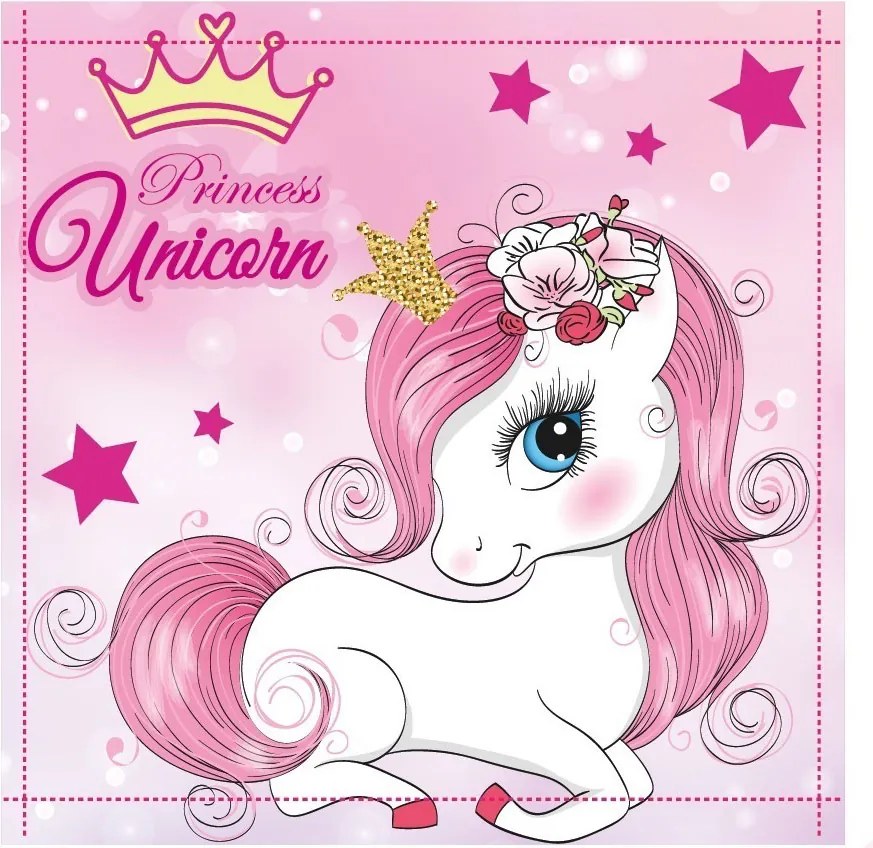 Unikornis Princess kéztörlő, arctörlő, törölköző 30x30cm
