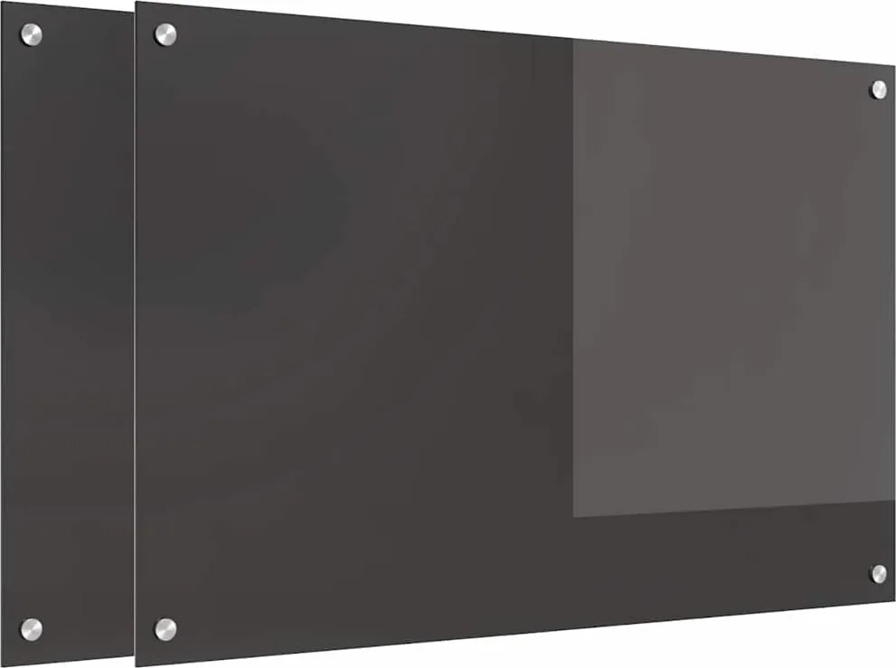 vidaXL Konyhai splashback 2 pcs Sötétszürke 90 x 60 cm edzett üveg