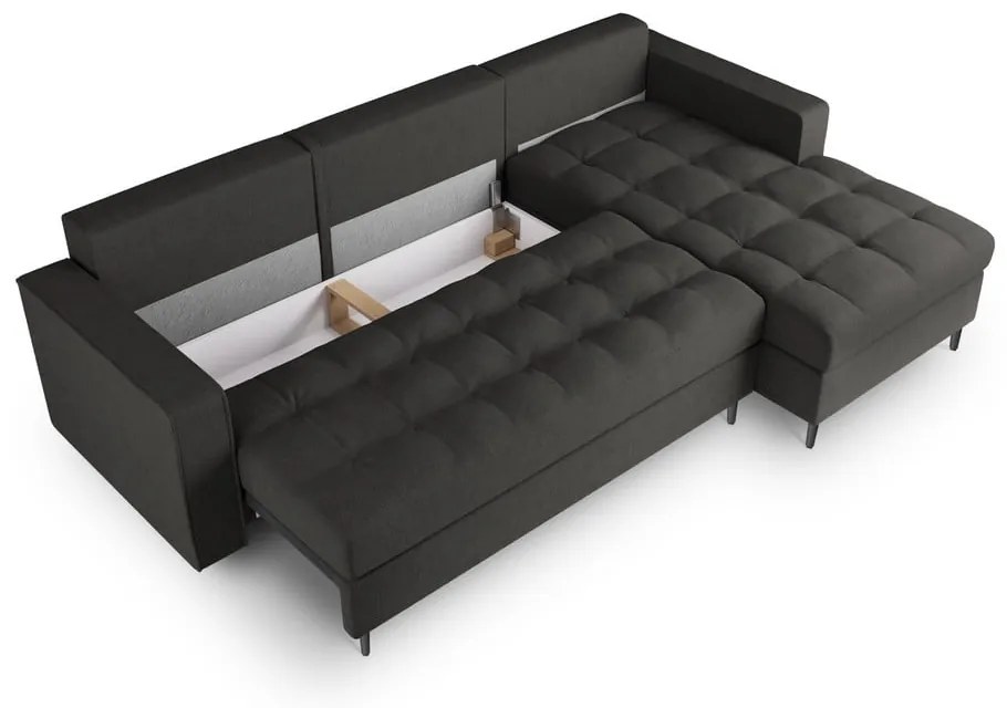 Santo sötétszürke kinyitható sarokkanapé, jobb oldali - Milo Casa