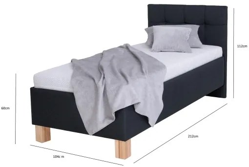 Kárpitozott ágy MARIA ONE 90x200 cm, tárolóval, matrac nélkül, antracit