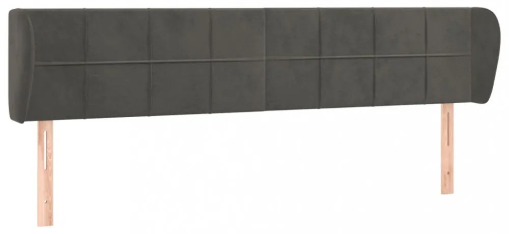 sötétszürke bársony fejtámla szárnyakkal 203x23x78/88 cm