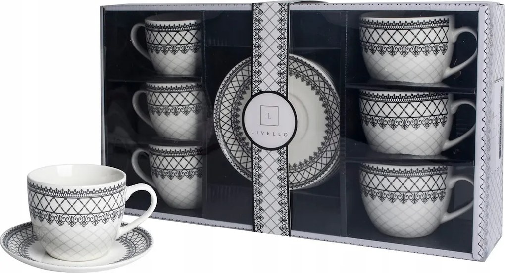 Csésze szett Livello klasszikus csészék díszített porcelán csésze