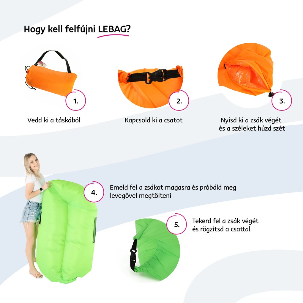Felfújható babzsák/lazy bag, narancssárga, LEBAG