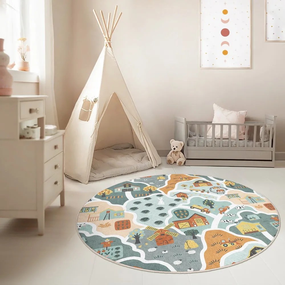 Mosható gyerek játszószőnyeg ø100 cm Farmer's Life – Mila Home