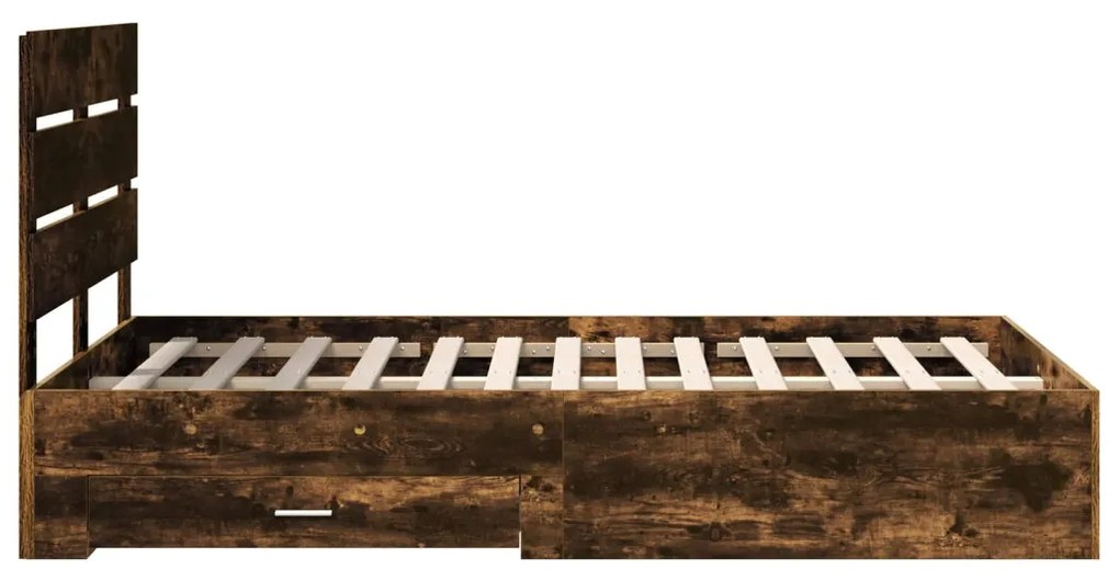 vidaXL Ágykeret fiókkal fejtámlával Füstölt tölgy 120 x 190 cm Faanyag