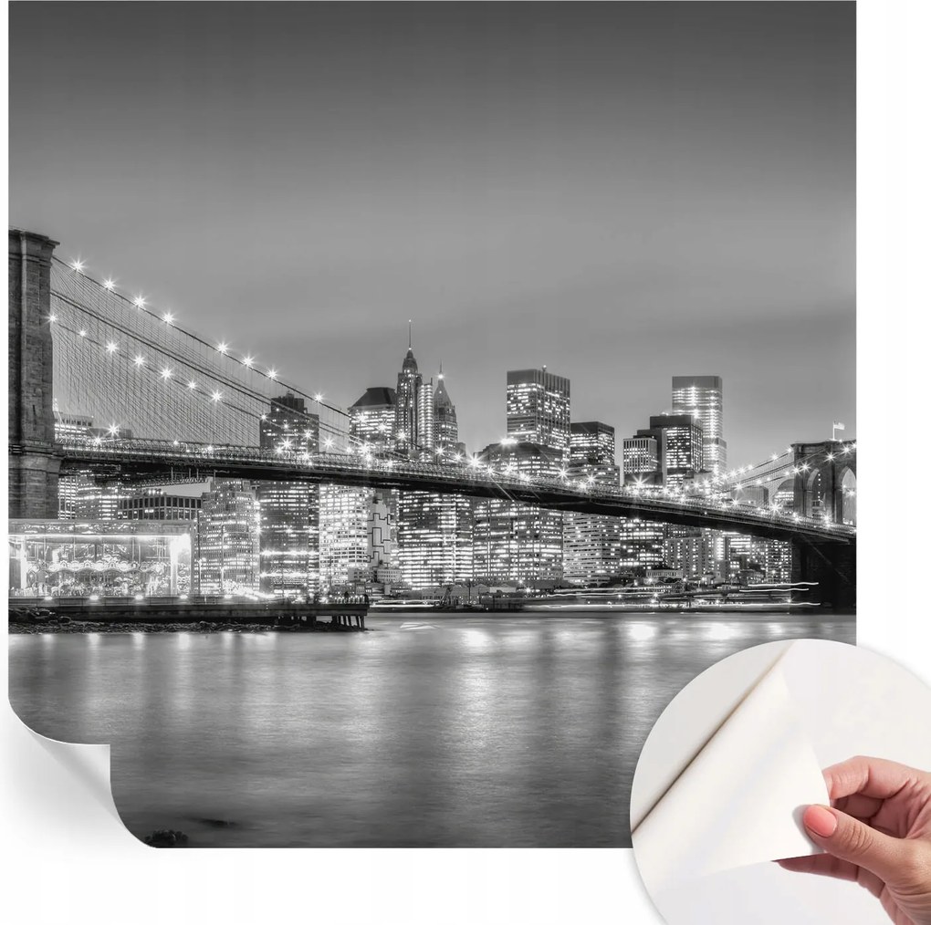 Öntapadós tapéta Divatos 3D fali ragasztóval Híd metropolisz 250x250 cm