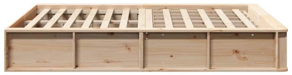 Ágykeret tárolóval Barna 135 x 190 cm Tömör fenyőfa