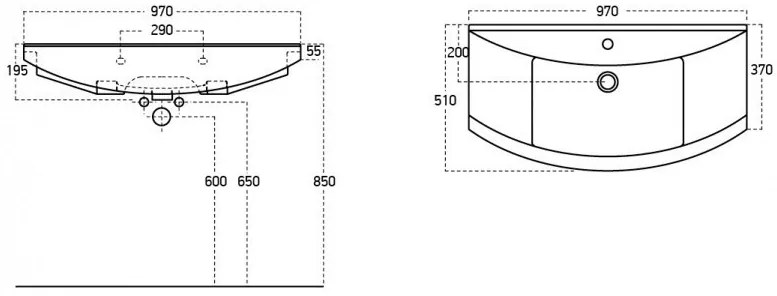 Sanovit ZENON - porcelán mosdókagyló - 95 x 51 cm