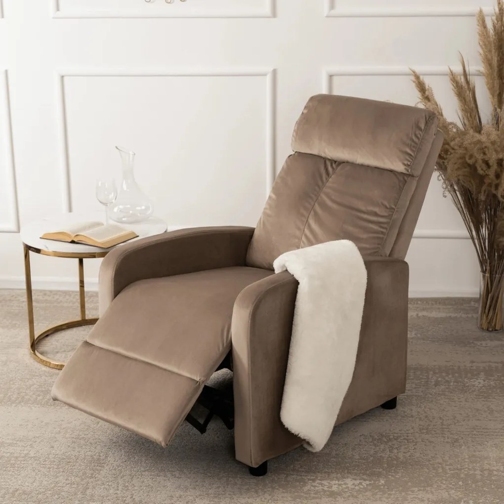 TV és Relaxfotel Bézs Bársony Kárpittal. DANNY