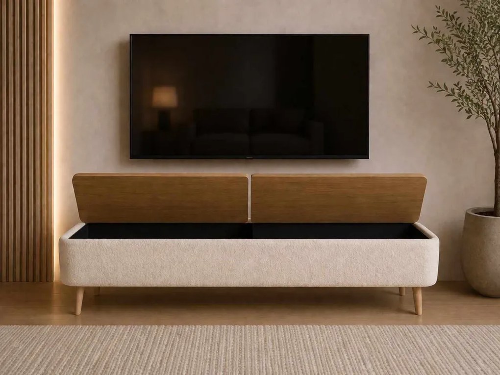 Sarven tárolópuff, fehér, 120 cm