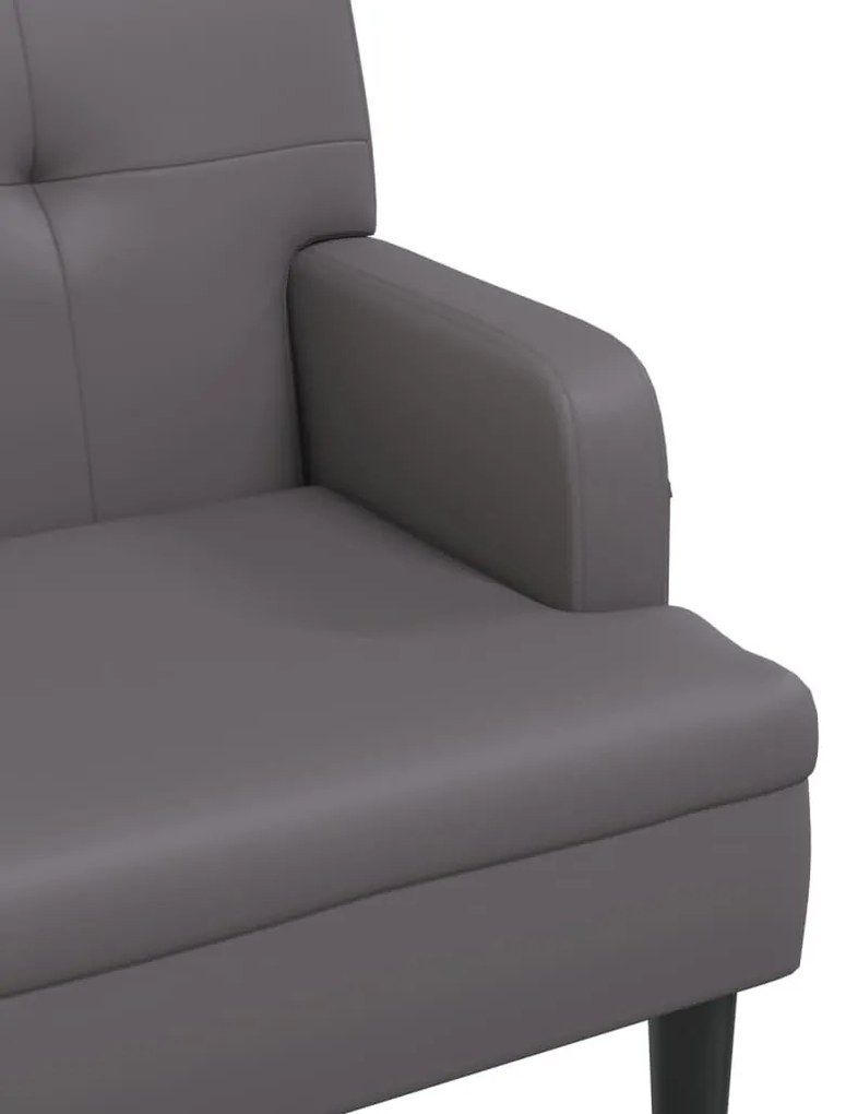 szürke műbőr pad háttámlával 112x65,5x75 cm