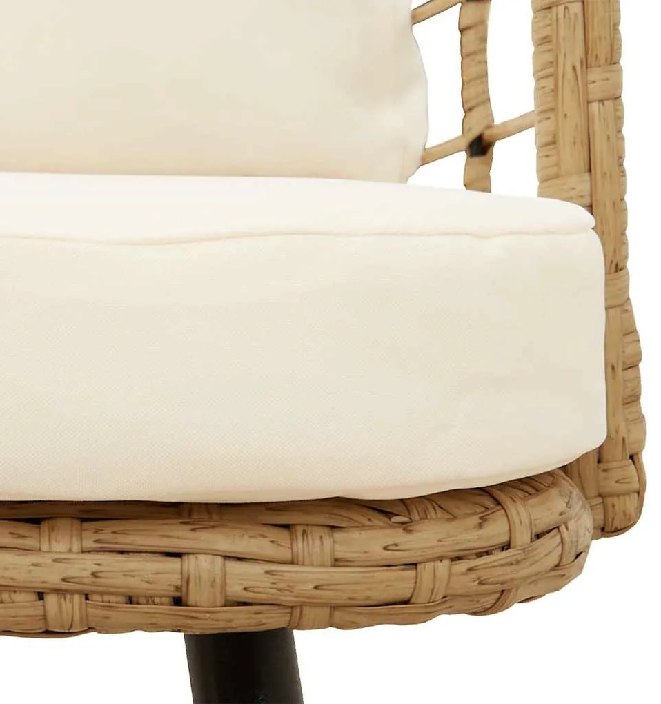 2 db természetes polyrattan kerti szék párnákkal