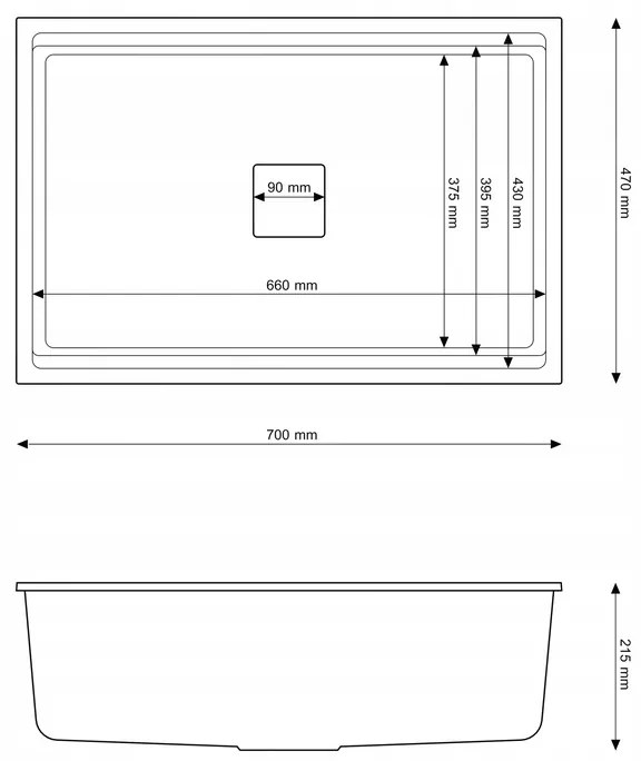 Gamma Decor 7050, 1 rekeszes gránit mosogató 700x470x220 mm, fehér, GMA-ZLE000107