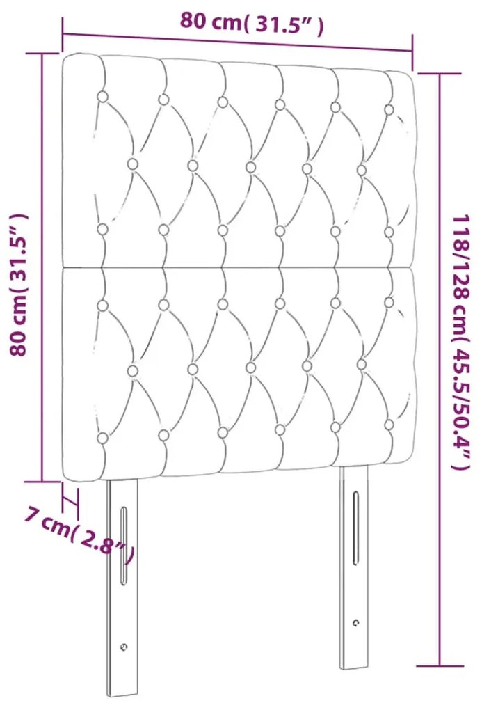 fekete szövet LED-es fejtámla 80x7x118/128 cm