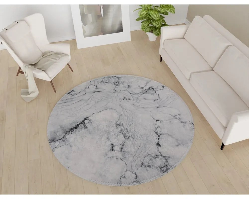 Világosszürke mosható kerek szőnyeg ø 120 cm – Vitaus