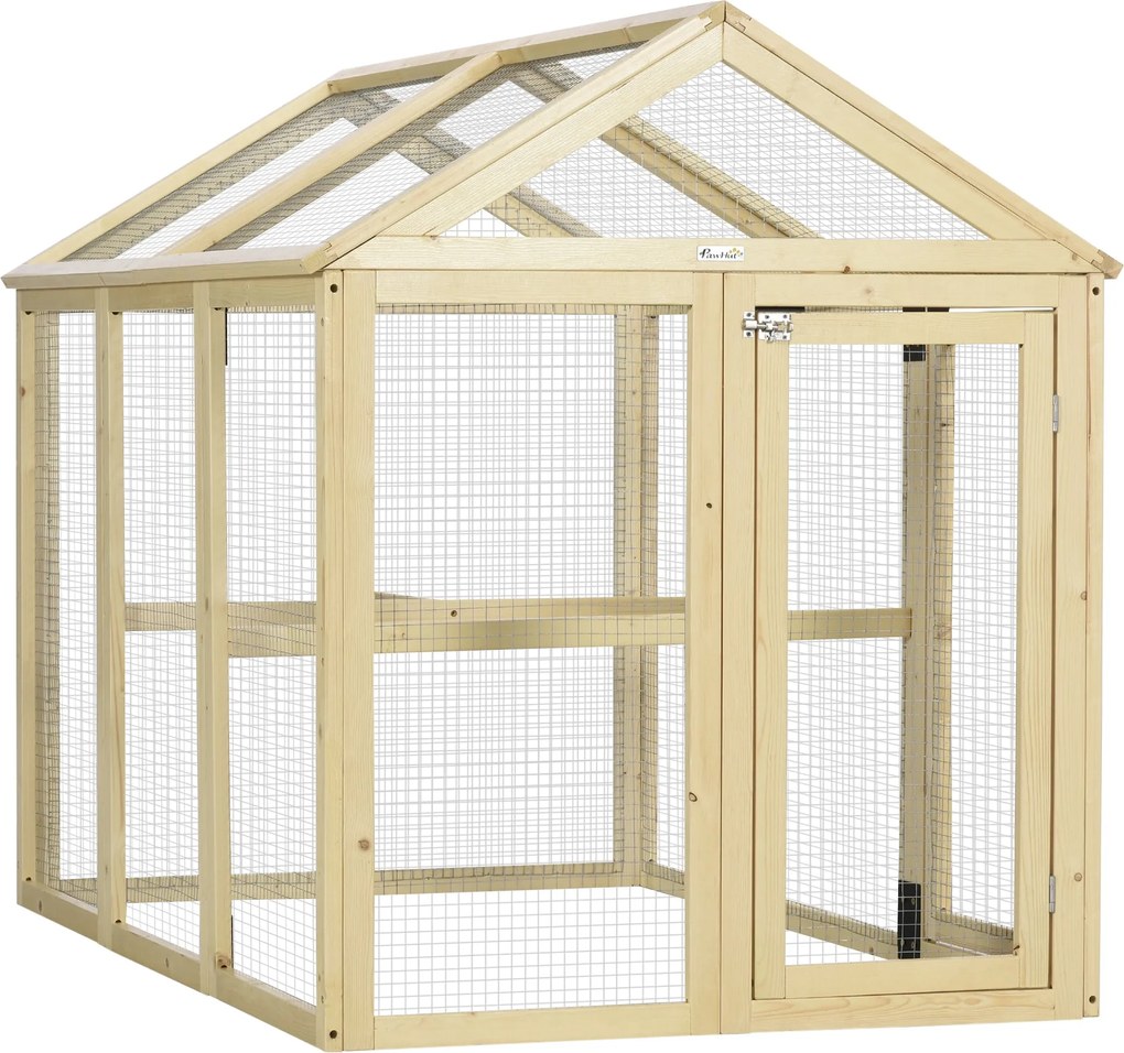 Tyúkól fa tyúkketrec kültéri kifutó 140 x 88.5 x 106 cm dróthálós tető zárható ajtók baromfi ketrec tyúkok nyulak kacsák számára