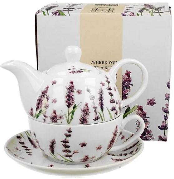 Levendula mintás porcelán egyszemélyes teáskészlet Classic Lavender