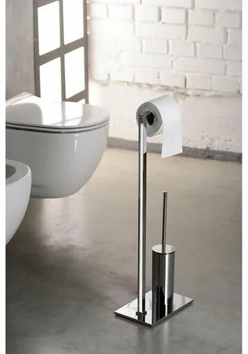 GEDY 783213 Állvány WC-papír tartóval és WC-kefetartóval, szögletes, sárgaréz