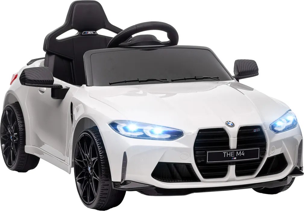AIYAPLAY Elektromos gyerekautó BMW M4, hang és fény, 3-5 km/h, távirányítóval, fehér