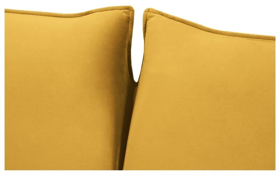 Mustársárga bársony kinyitható kanapé 214 cm Vienna – Cosmopolitan Design