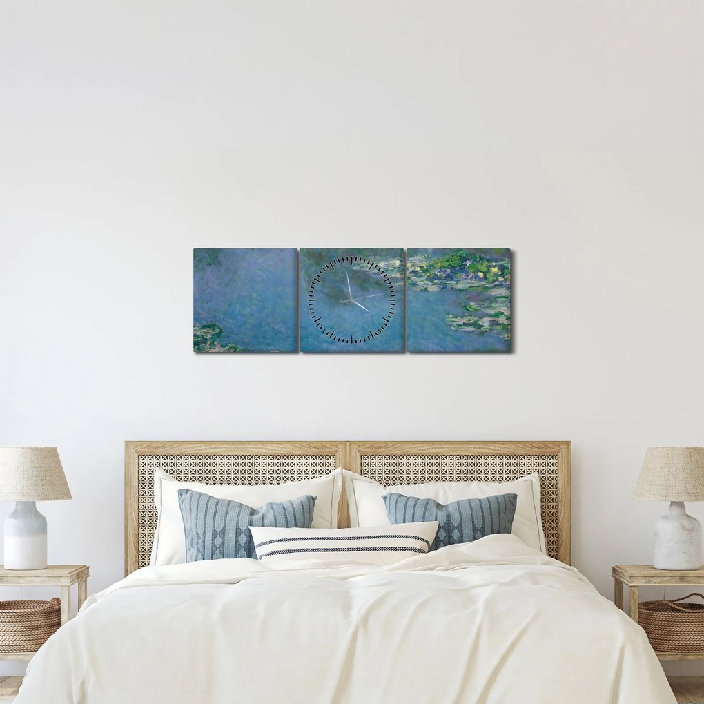 Kép - Claude Monet, Water Lilies, reprodukciók (órával) (90x30 cm)