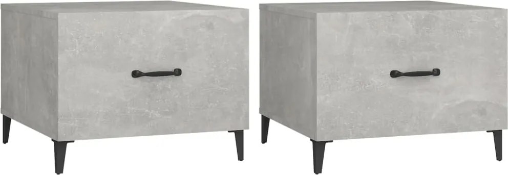 vidaXL 2 db betonszürke dohányzóasztal fémlábakkal 50 x 50 x 40 cm