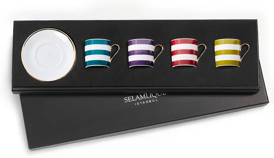 Turecký kávový set 4 šálků s podšálky, Bospor - Selamlique