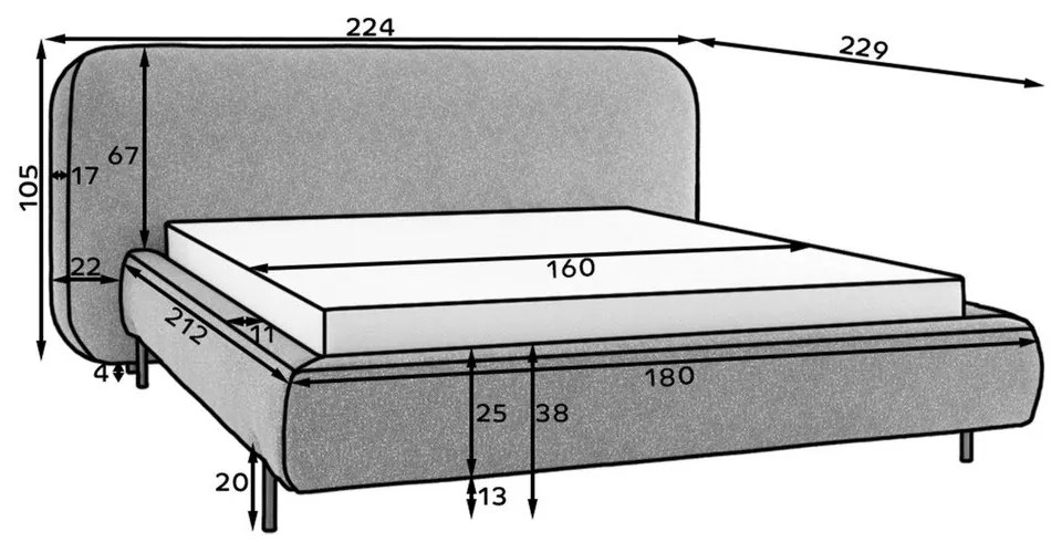 Terrakotta színű kárpitozott ágyneműtartós franciaágy ágyráccsal 160x200 cm Pointt – ELTAP