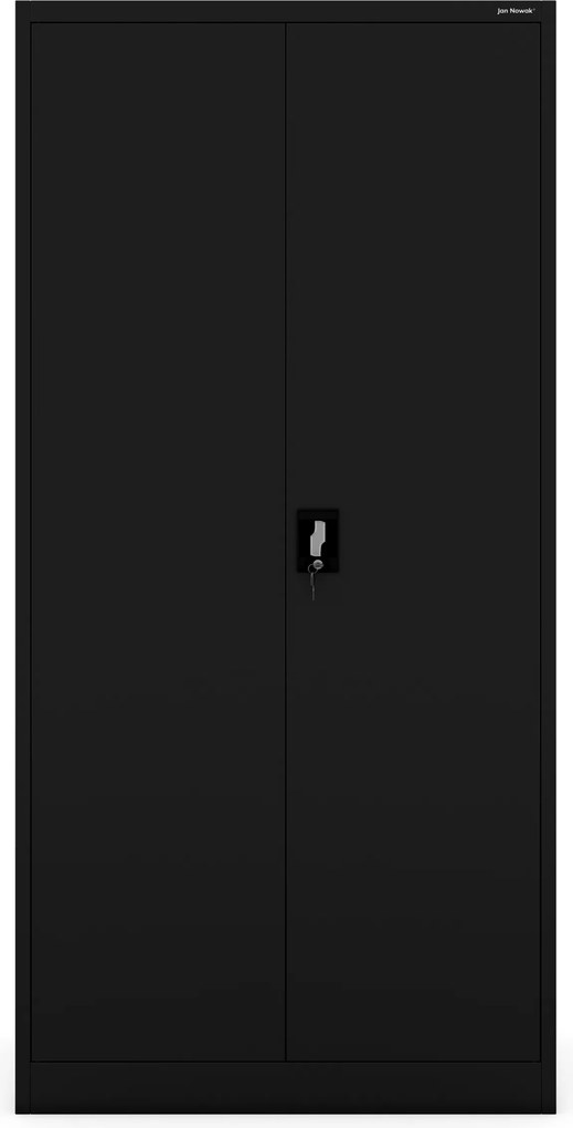 Fekete, rúddal ellátott, multifunkcionális fém szekrény, 900x1850x450 mm: DAWID All Black