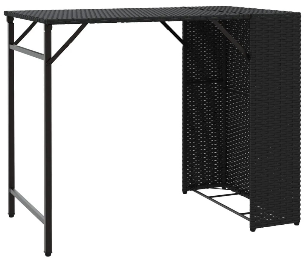 5 részes fekete polyrattan összecsukható kerti étkezőgarnitúra