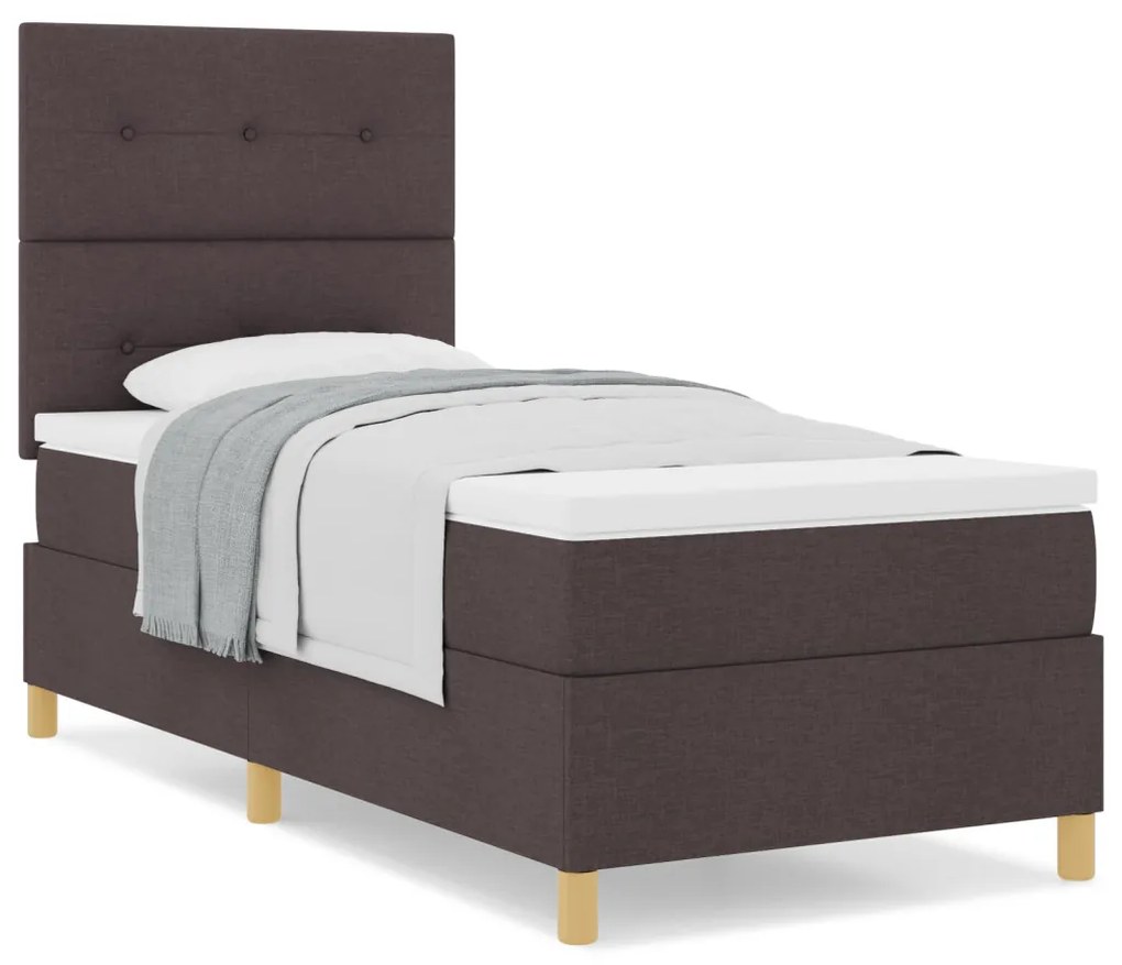 Box Spring Ágy Matrachoz Sötétbarna 90x200 cm Szövet