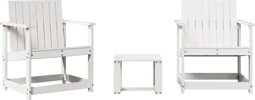 vidaXL 3 részes fehér tömör fenyőfa kerti ülőgarnitúra