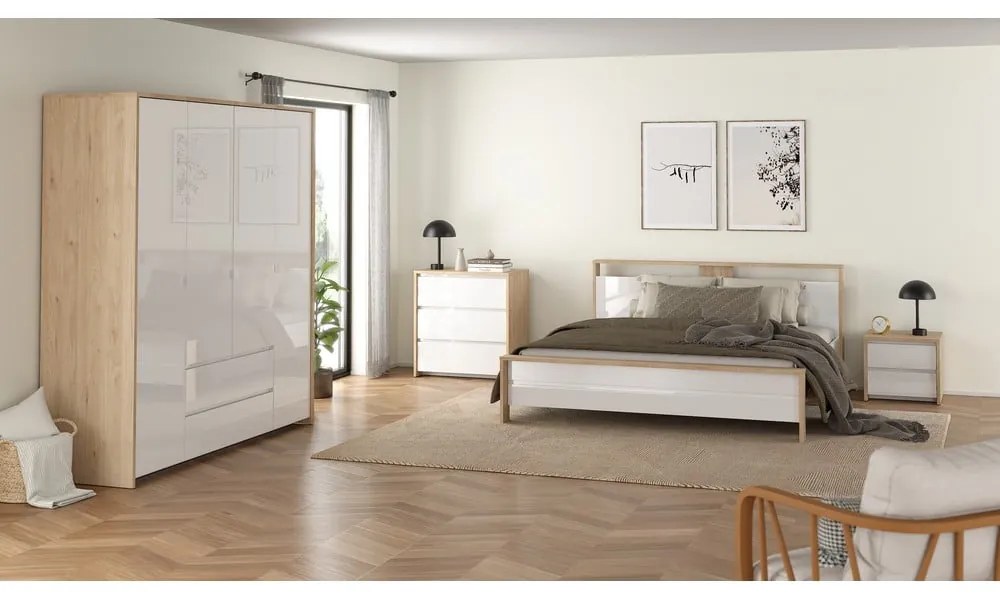 Fehér-natúr színű éjjeliszekrény Next – Tvilum