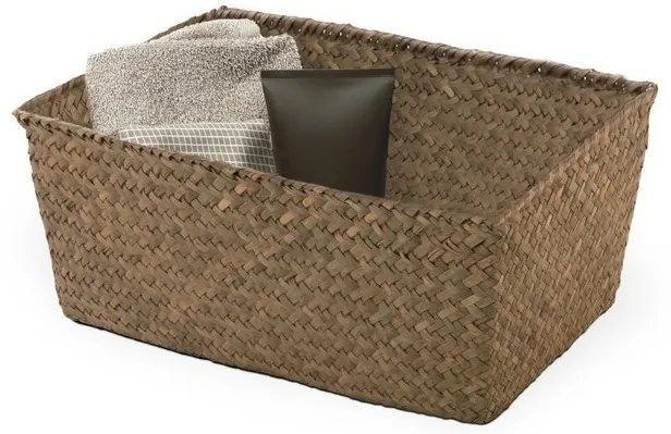 Tömörítő kötött kosár 30 x 20 x 13 cm, világosbarna