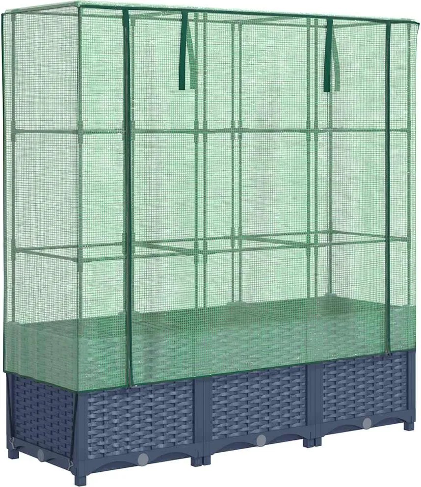 vidaXL rattan megjelenésű magaságyás melegháztakaróval 120x40x138 cm